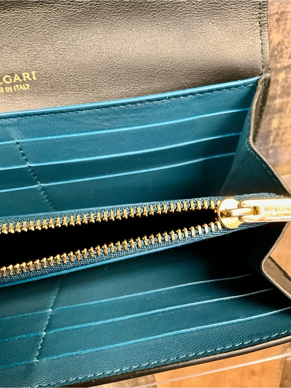 Bulgari Embossed Logo Black Leather Women’s Wallet
